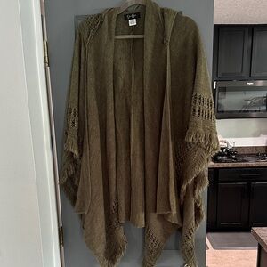 Olive Green Knit Fringe Cardigan Jessica Simpson Shall